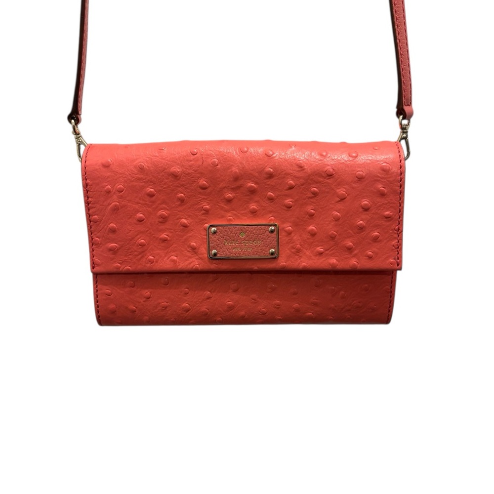 Kate Spade Alexander Avenue Ostrich Print Leather Crossbody Bag.